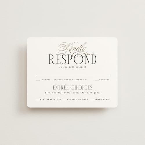 This is a opal rsvp cards with foil pressed by Leah Bisch called unite printing on signature in standard