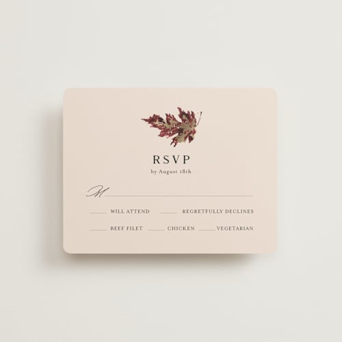 This is a autumn rsvp cards with foil pressed by Itsy Belle Studio called autumn leafs printing on signature in standard