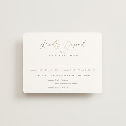 This is a chiffon rsvp cards with foil pressed by chocomocacino called kouignette printing on signature in standard