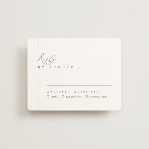 This is a classic rsvp cards with foil pressed by Kelly Schmidt called london printing on signature in standard