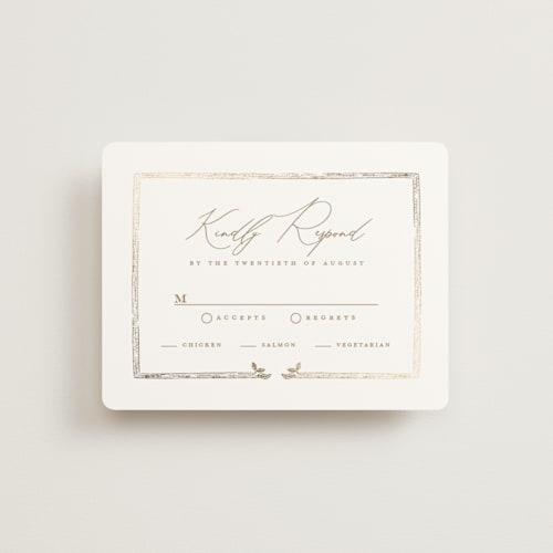 This is a porcelain rsvp cards with foil pressed by Leah Bisch called reflection printing on signature in standard