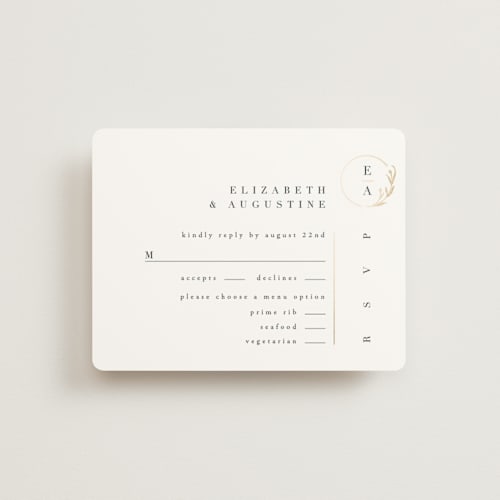 This is a midnight rsvp cards with foil pressed by Ana de Sousa called for eternity printing on signature in standard
