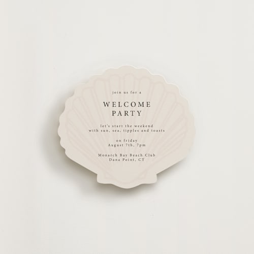 This is a sand enclosure cards with standard by Hannah Bowman called simple seashell printing on signature in standard