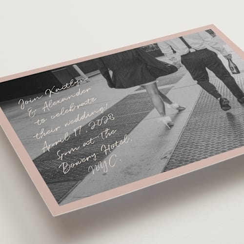 This is a dusty rose wedding invitations with standard by Adelyn T. called photograph scribble printing on recycled smooth signature in standard