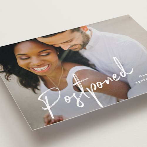 This is a pearl save the date with standard by Owl and Toad called signature printing on recycled smooth signature in standard