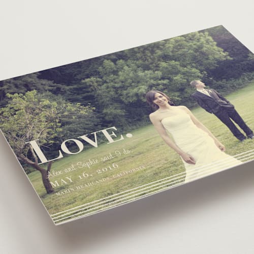 This is a cotton wedding announcements with standard by Emily Ranneby called nostalgia printing on signature in standard