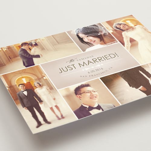 This is a golden wedding announcements with standard by Design Lotus called bowtie printing on signature in standard