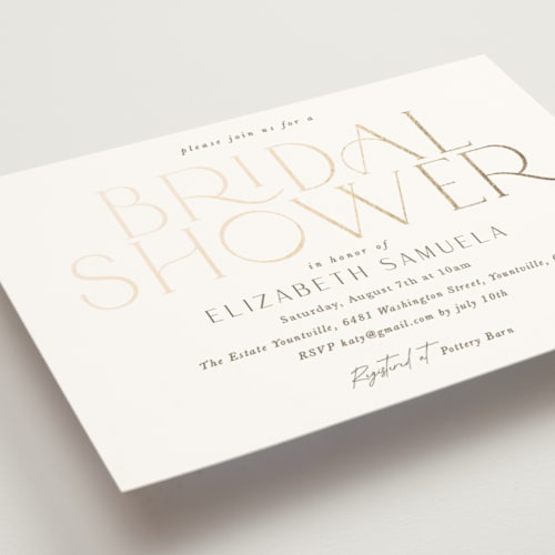 This is a snow bridal shower invitations with foil pressed by Yaling Hou Suzuki called modern take printing on signature in standard