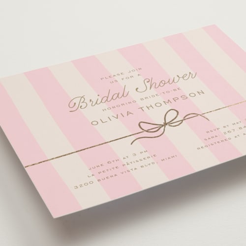 This is a rose bridal shower invitations with foil pressed by Leia Matt called macaron box printing on signature in standard