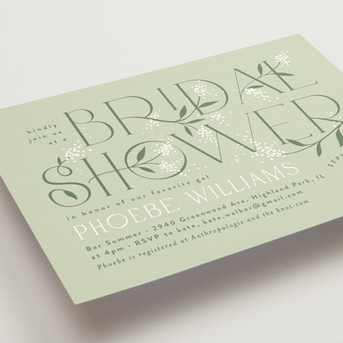This is a garden bridal shower invitations with standard by Alethea and Ruth called floral letters printing on signature in standard