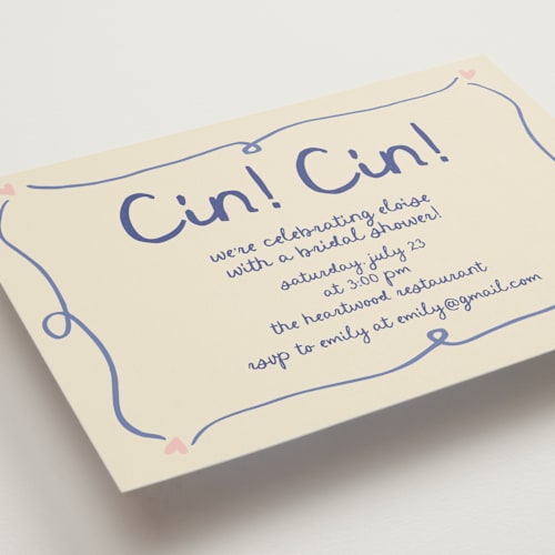 This is a sky bridal shower invitations with standard by Stephanie Heinrich Godbout called cin cin printing on signature in standard
