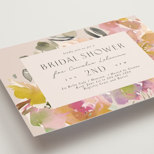 This is a blush bridal shower invitations with standard by Lori Wemple called bouquet printing on signature in standard