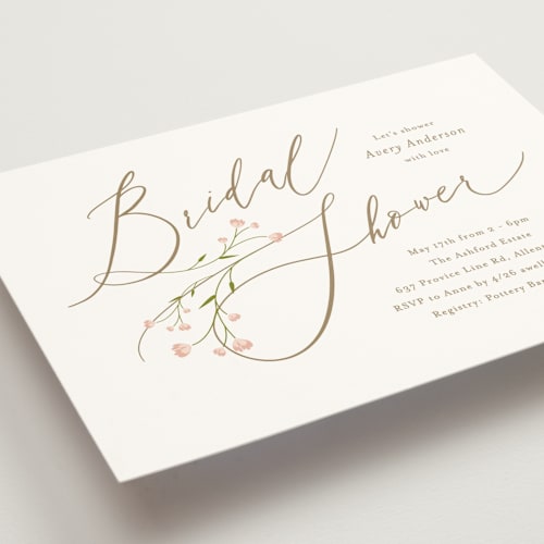 This is a petal bridal shower invitations with standard by Jennifer Postorino called love is blooming printing on signature in standard