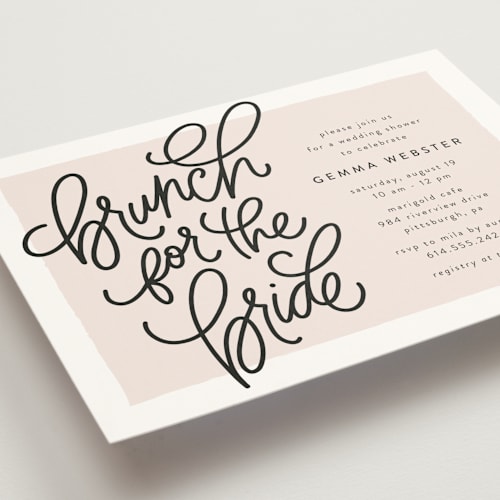 This is a blush bridal shower invitations with standard by Lea Delaveris called brunch for the bride printing on signature in standard