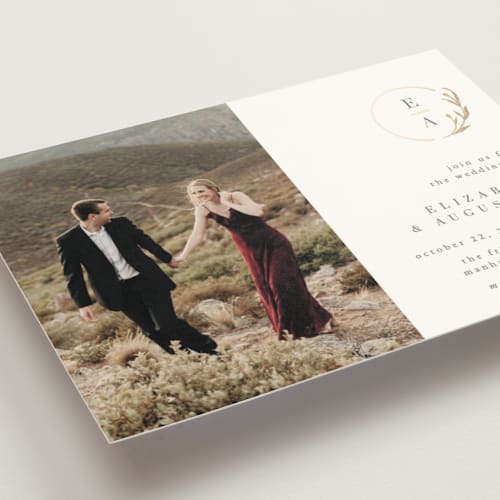 This is a snow foil stamped wedding invitations with foil pressed by Ana de Sousa called for eternity printing on signature in standard