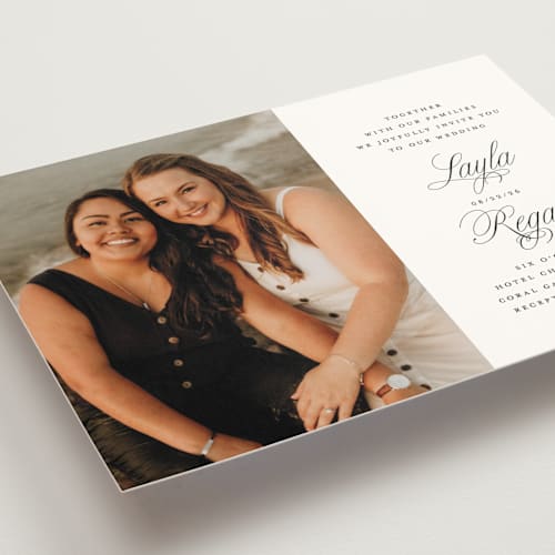 This is a ebony wedding invitations with standard by Laura Hamm called simply classic printing on signature in standard