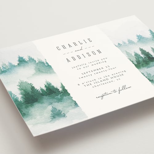 This is a forest wedding invitations with standard by Yuliya Evseeva called forest air printing on signature in standard