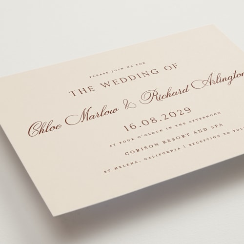 This is a linen wedding invitations with standard by Kelly Schmidt called landscape script printing on signature in standard