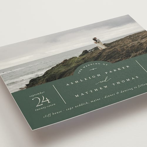 This is a forest wedding invitations with standard by Heather Schertzer called panoramic printing on signature in standard