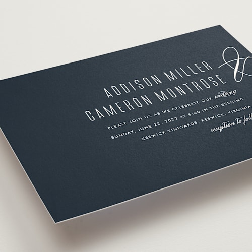 This is a midnight wedding invitations with standard by Jen Banks called swoop printing on signature in standard