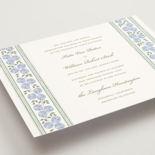 This is a dove wedding invitations with standard by Madhvi Samimi called hydrangea vines printing on signature in standard