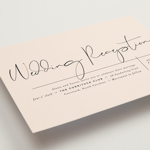This is a blush wedding invitations with standard by Jennifer Wick called just the two of us printing on signature in standard