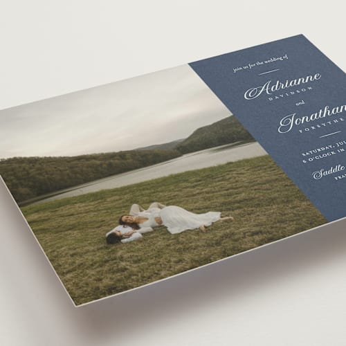 This is a navy wedding invitations with standard by Eric Clegg called together always printing on signature in standard