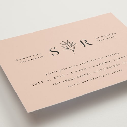 This is a blush wedding invitations with standard by Kelly Schmidt called italia printing on signature in standard