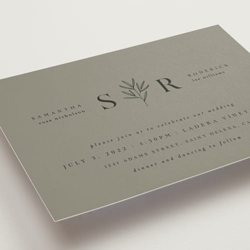 This is a moss wedding invitations with standard by Kelly Schmidt called italia printing on signature in standard