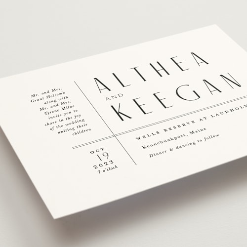 This is a frost wedding invitations with standard by Jennifer Wick called narrative printing on signature in standard