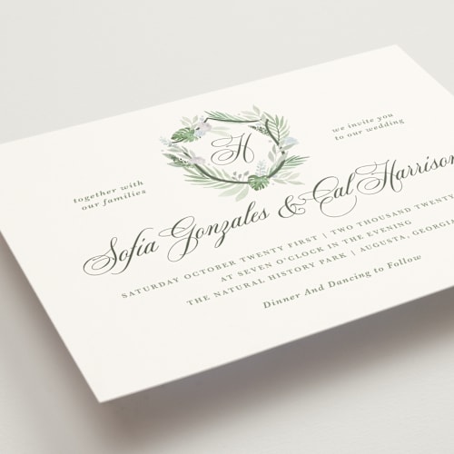 This is a pastel wedding invitations with standard by Kristen Smith called botanical seal printing on signature in standard
