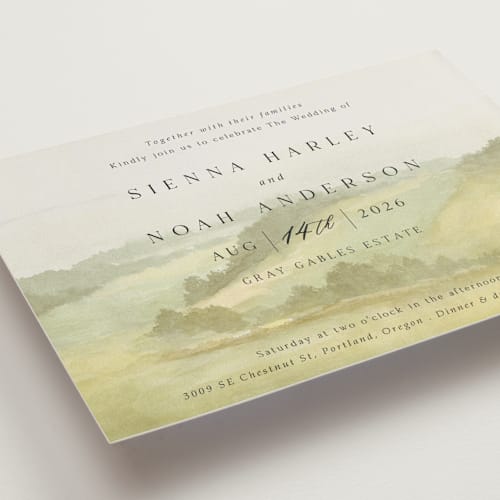 This is a olive wedding invitations with standard by Elly called the vow printing on signature in standard