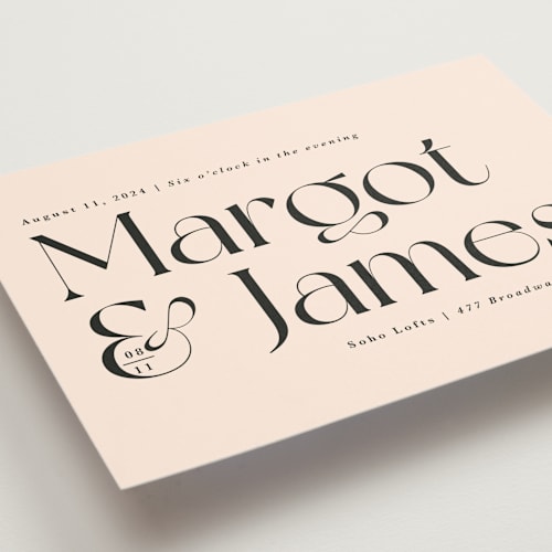 This is a blush wedding invitations with standard by Hudson meet Rose called soho printing on signature in standard