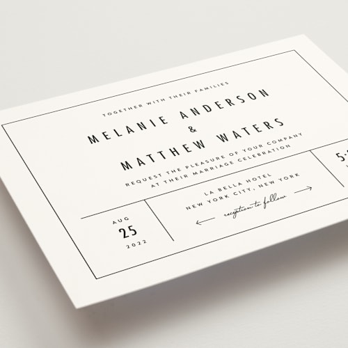This is a blazer wedding invitations with standard by Fine and Dandy Paperie called between the lines printing on signature in standard