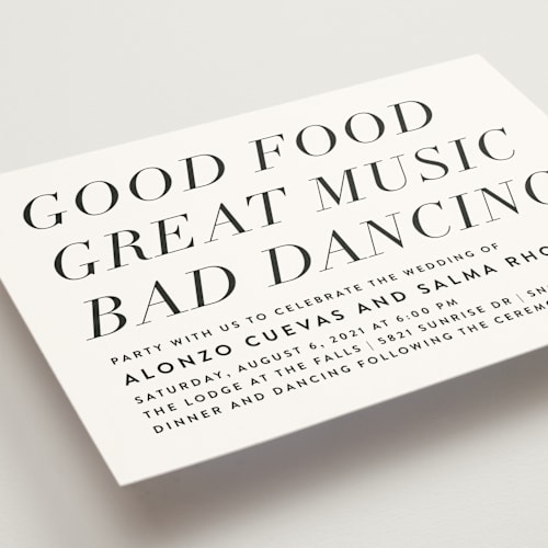 This is a dove wedding invitations with standard by Amy Payne called bad dancing printing on signature in standard