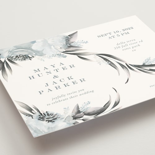 This is a waterfall wedding invitations with standard by Petra Kern called maya rustica printing on signature in standard