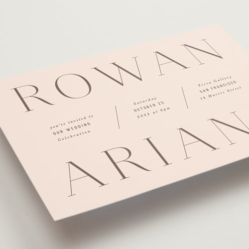 This is a blush wedding invitations with standard by Hooray Creative called namely printing on signature in standard