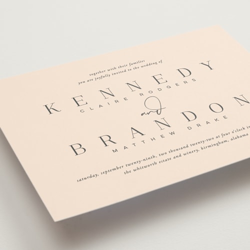 This is a blush wedding invitations with standard by Jessica Williams called the space between printing on signature in standard