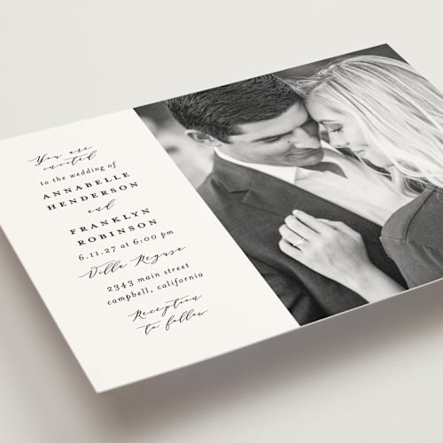 This is a cotton wedding invitations with standard by Simona Camp called classically us printing on signature in standard