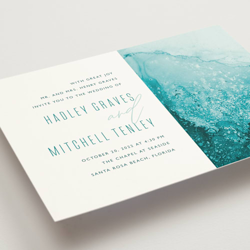 This is a marine wedding invitations with standard by Kaydi Bishop called new wave printing on signature in standard