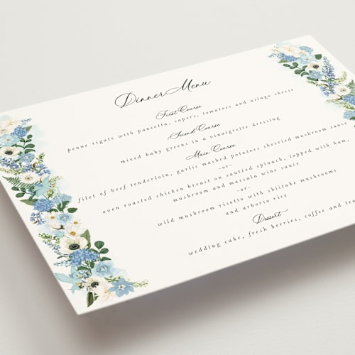 This is a bluebell menu cards with standard by Susan Moyal called disney's cinderella fairytale printing on signature in standard