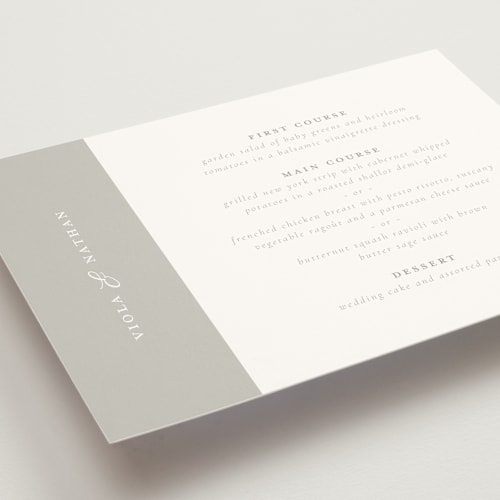This is a dove menu cards with standard by Meggy Masters called overlay printing on signature in standard