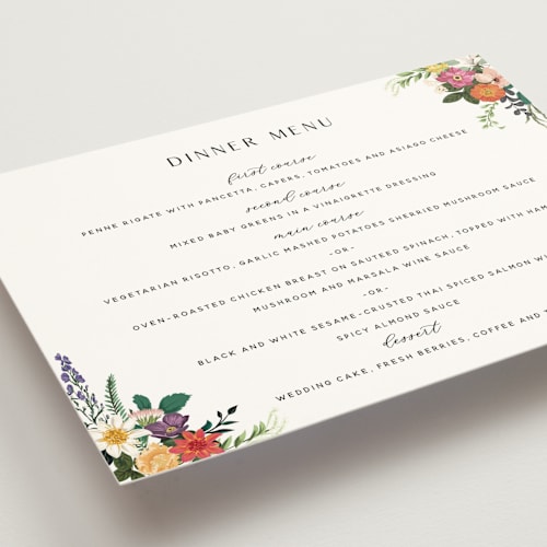 This is a daisy menu cards with standard by Susan Moyal called secret garden printing on signature in standard