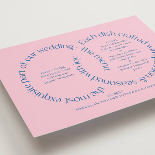 This is a marseille menu cards with standard by Claudia Orengo called connected printing on signature in standard