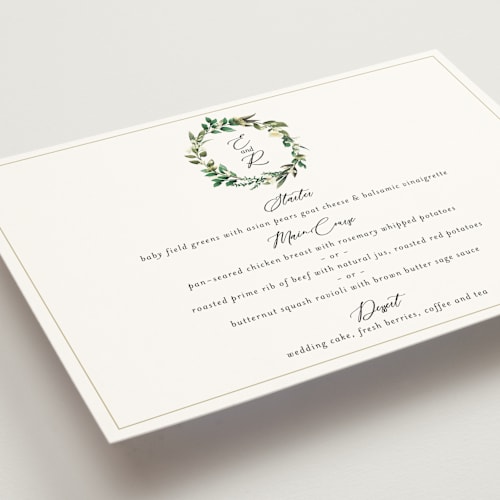 This is a porcelain menu cards with standard by Susan Moyal called fresh classic printing on signature in standard