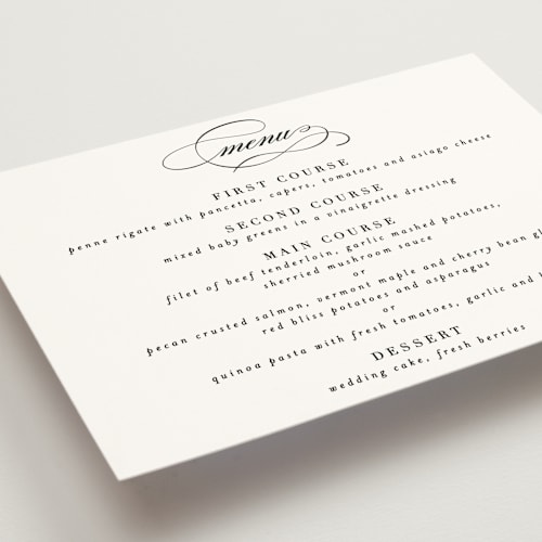 This is a pearl menu cards with standard by AK Graphics called charming printing on signature in standard