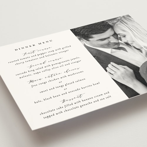 This is a cotton menu cards with standard by Simona Camp called classically us printing on signature in standard