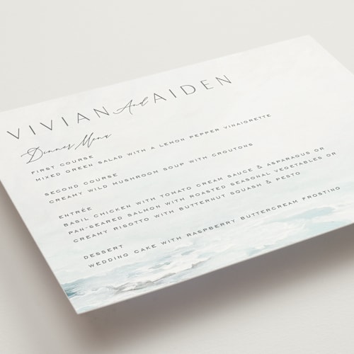 This is a sky menu cards with standard by Nicoletta Savod called at sea printing on signature in standard