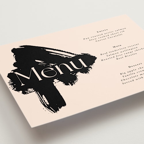 This is a blush menu cards with standard by Hudson meet Rose called soho printing on signature in standard