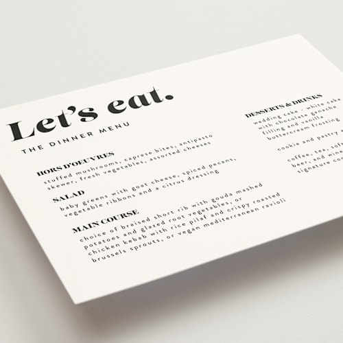 This is a panda menu cards with standard by Lea Delaveris called make it official printing on signature in standard